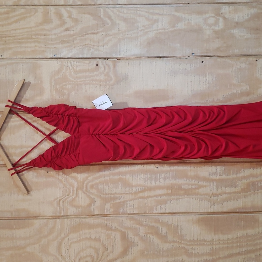Jump Apparel New Red Ruched Sleeveless Criss Cross Sleeveless Maxi Dress Sz 3/4